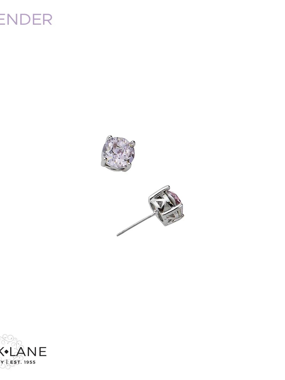 Park Lane IMPRESSION Earrings, Lavender CZ Stud Earrings, 3 Carats, Pierced, NWT